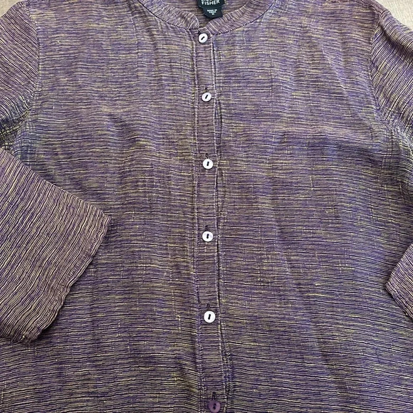 Eileen Fisher Silk Button Down Shirt Sz M - Picture 2 of 6
